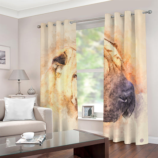 Shar Pei Portrait Print Blackout Grommet Curtains