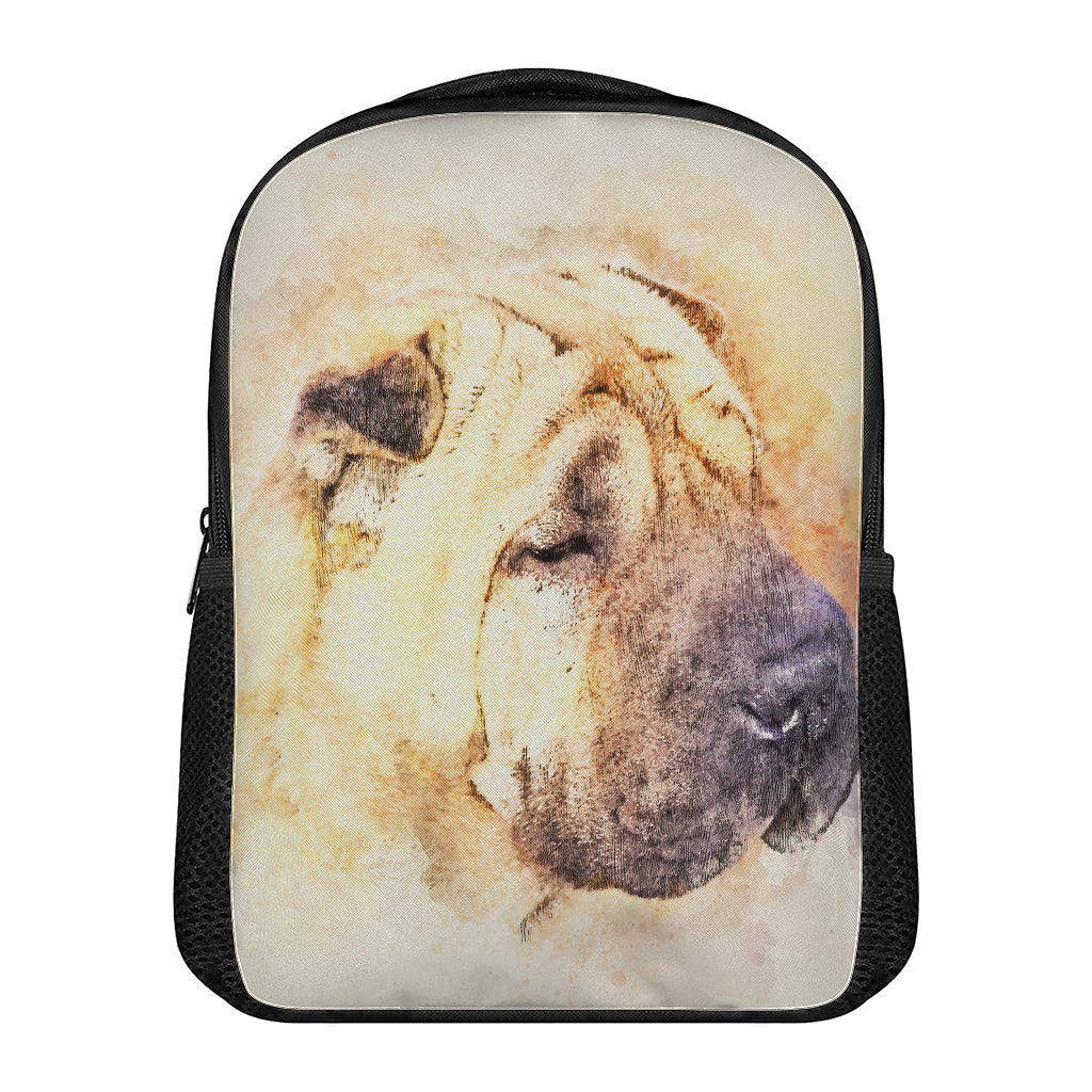 Shar Pei Portrait Print Casual Backpack