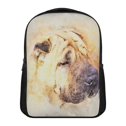 Shar Pei Portrait Print Casual Backpack