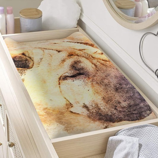 Shar Pei Portrait Print Changing Pad Cover