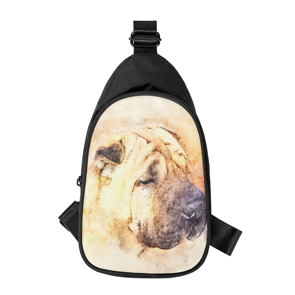 Shar Pei Portrait Print Chest Bag