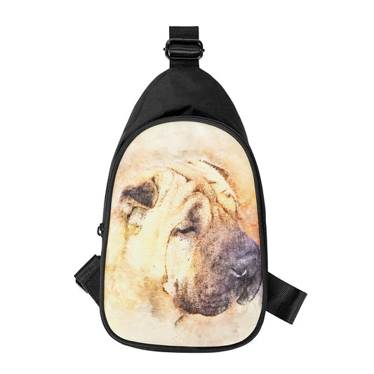 Shar Pei Portrait Print Chest Bag