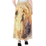 Shar Pei Portrait Print Chiffon Maxi Skirt