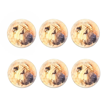 Shar Pei Portrait Print Coaster Set
