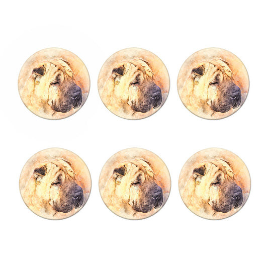 Shar Pei Portrait Print Coaster Set