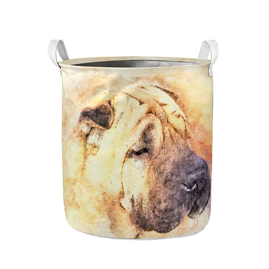 Shar Pei Portrait Print Collapsible Laundry Basket