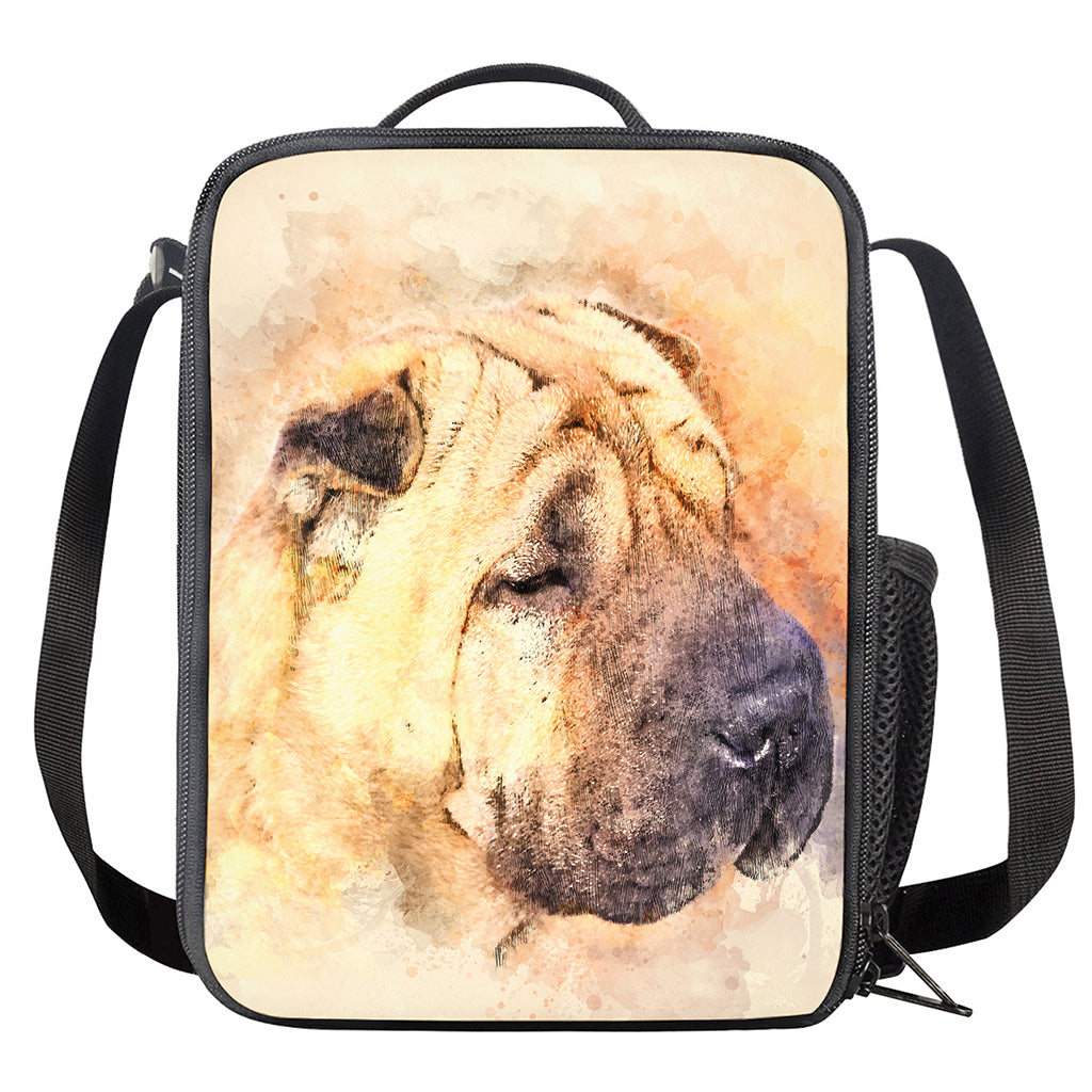 Shar Pei Portrait Print Crossbody Lunch Bag