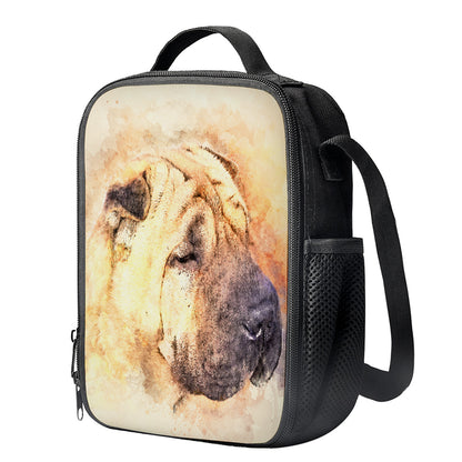 Shar Pei Portrait Print Crossbody Lunch Bag