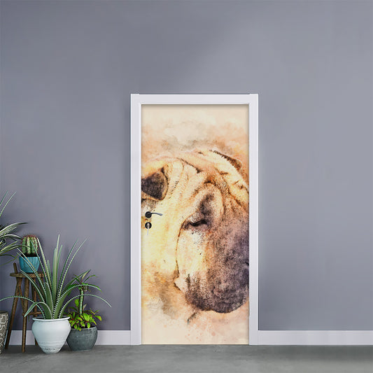 Shar Pei Portrait Print Door Sticker