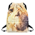 Shar Pei Portrait Print Drawstring Backpack