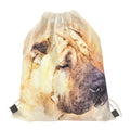 Shar Pei Portrait Print Drawstring Bag
