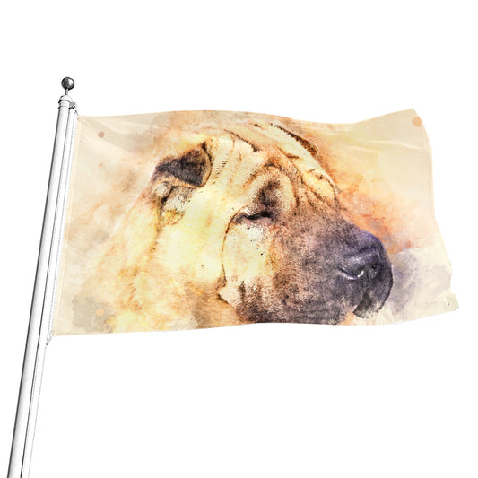Shar Pei Portrait Print Flag