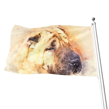 Shar Pei Portrait Print Flag