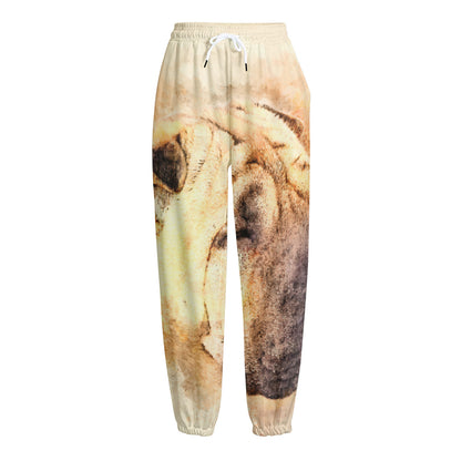 Shar Pei Portrait Print Fleece Lined Knit Pants