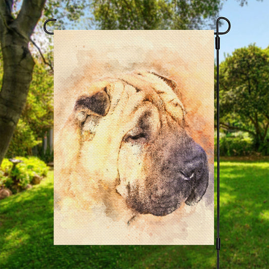 Shar Pei Portrait Print Garden Flag