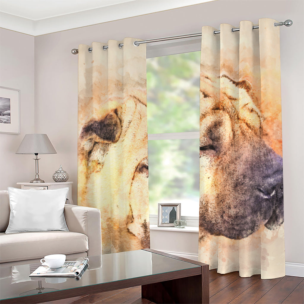 Shar Pei Portrait Print Grommet Curtains