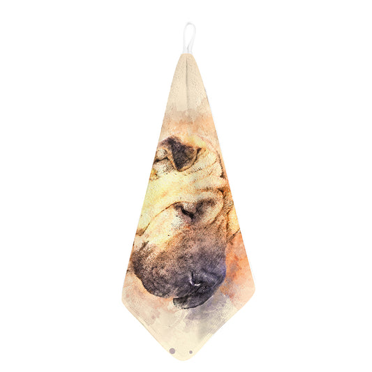 Shar Pei Portrait Print Hand Towel