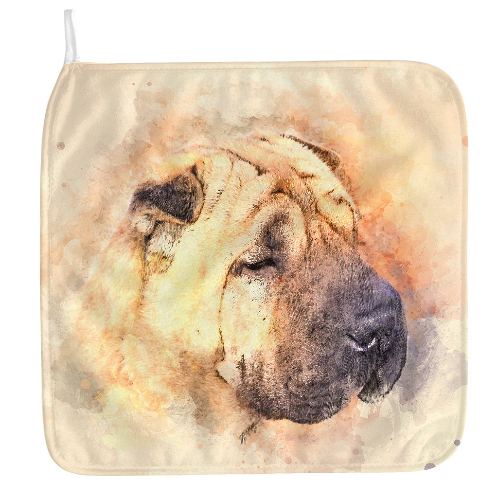 Shar Pei Portrait Print Hand Towel