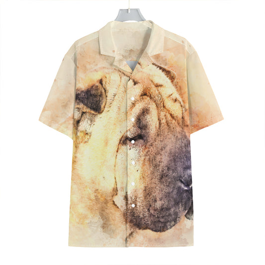 Shar Pei Portrait Print Hawaiian Shirt