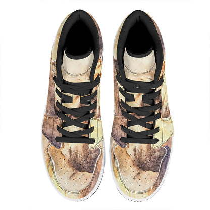 Shar Pei Portrait Print High Top Leather Sneakers