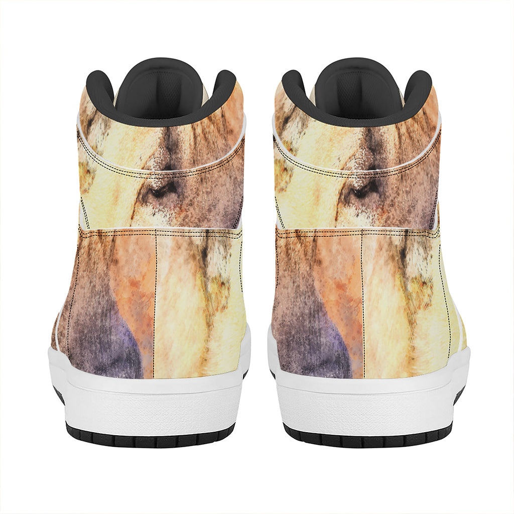 Shar Pei Portrait Print High Top Leather Sneakers