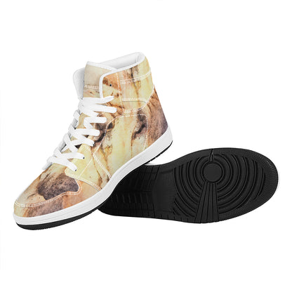 Shar Pei Portrait Print High Top Leather Sneakers