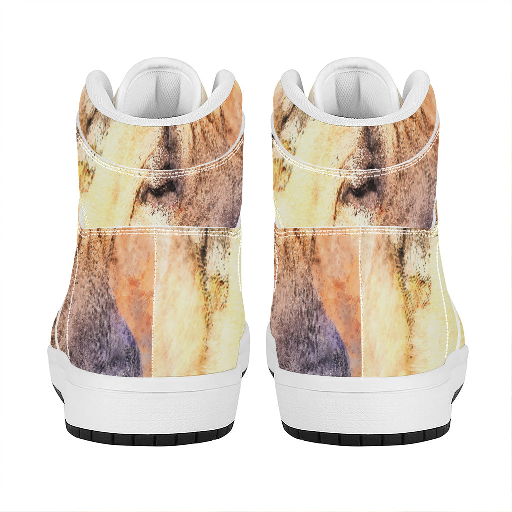 Shar Pei Portrait Print High Top Leather Sneakers