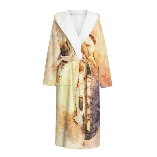 Shar Pei Portrait Print Hooded Bathrobe