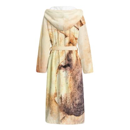 Shar Pei Portrait Print Hooded Bathrobe