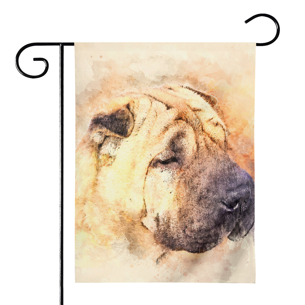Shar Pei Portrait Print House Flag