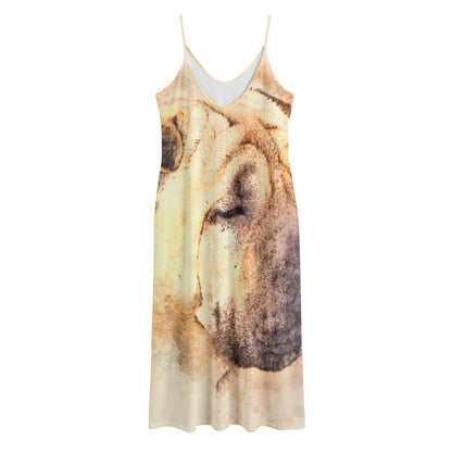 Shar Pei Portrait Print Jersey Midi Cami Dress