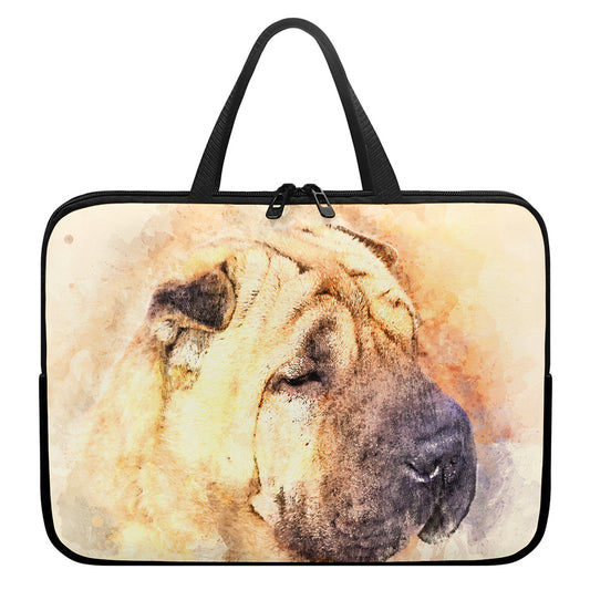 Shar Pei Portrait Print Laptop Sleeve With Handle