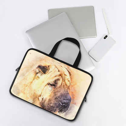 Shar Pei Portrait Print Laptop Sleeve With Handle