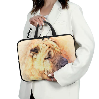 Shar Pei Portrait Print Laptop Sleeve With Handle