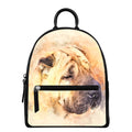 Shar Pei Portrait Print Leather Backpack