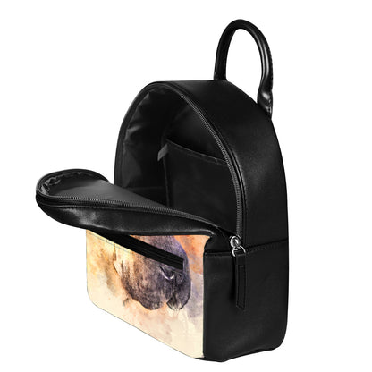 Shar Pei Portrait Print Leather Backpack