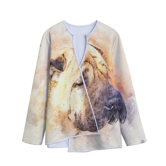 Shar Pei Portrait Print Long Sleeve Short Coat