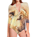 Shar Pei Portrait Print Long Sleeve Swimsuit