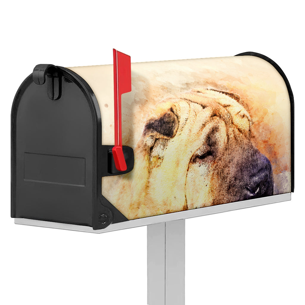 Shar Pei Portrait Print Mailbox Cover