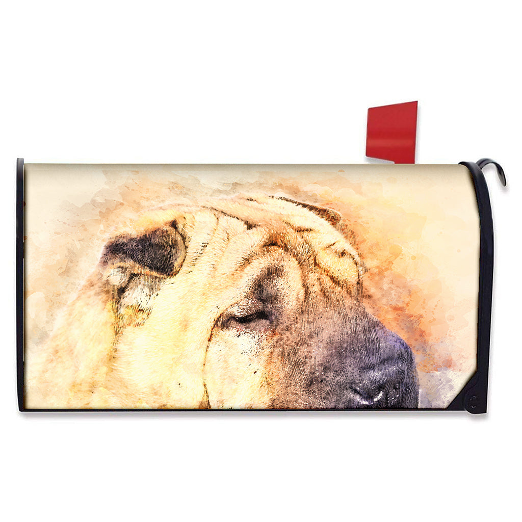 Shar Pei Portrait Print Mailbox Cover