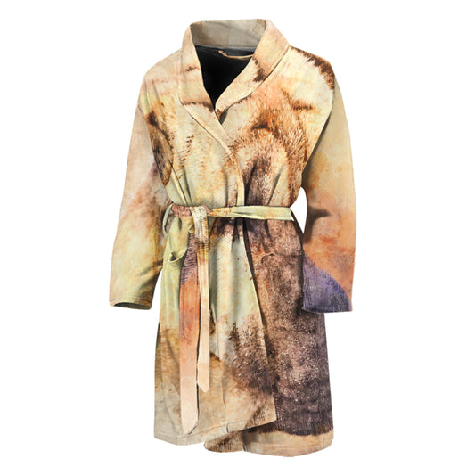 Shar Pei Portrait Print Men's Bathrobe