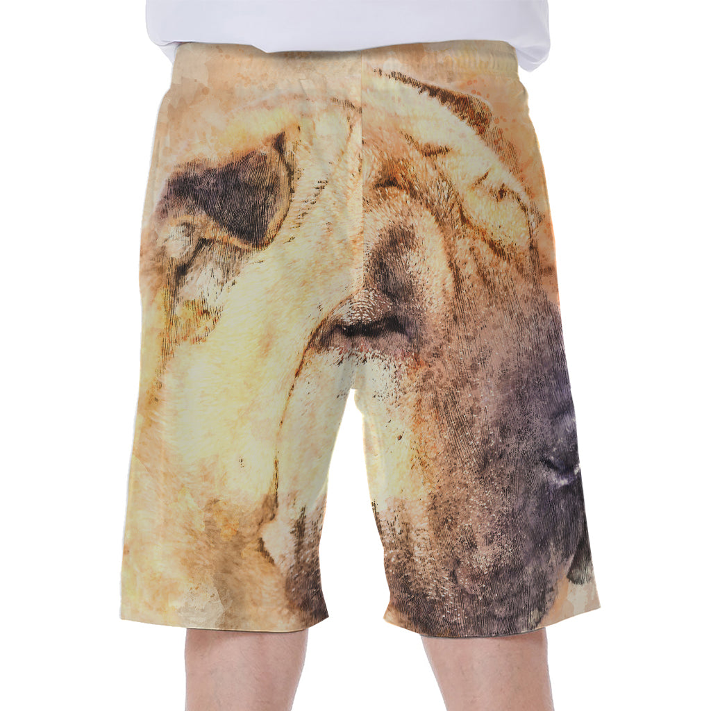 Shar Pei Portrait Print Men's Beach Shorts