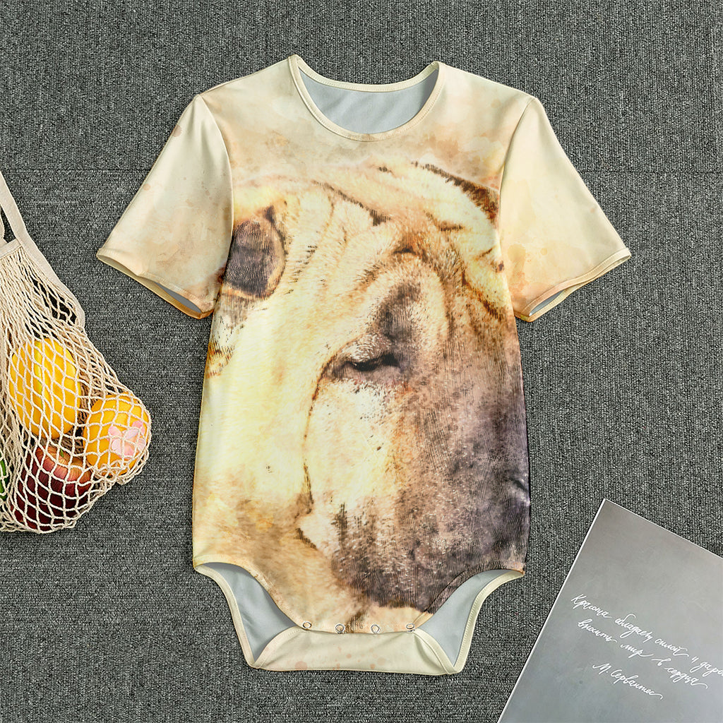Shar Pei Portrait Print Men's Bodysuit