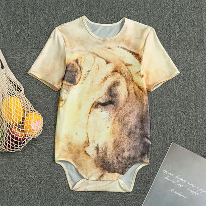 Shar Pei Portrait Print Men's Bodysuit