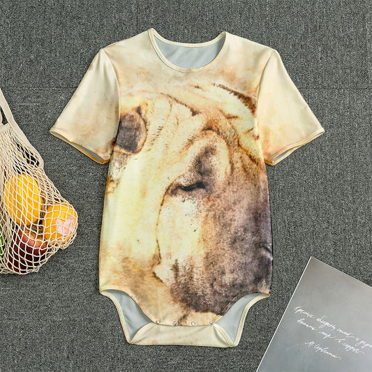 Shar Pei Portrait Print Men's Bodysuit