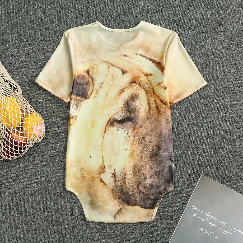 Shar Pei Portrait Print Men's Bodysuit
