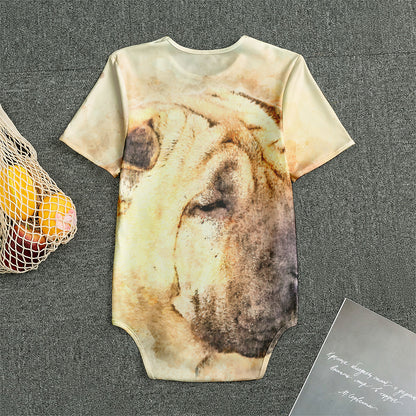 Shar Pei Portrait Print Men's Bodysuit