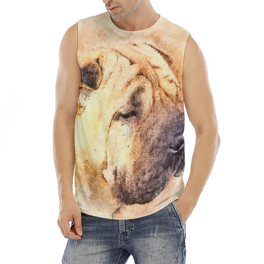 Shar Pei Portrait Print Men's Fitness Tank Top