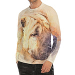 Shar Pei Portrait Print Men's Long Sleeve Rash Guard