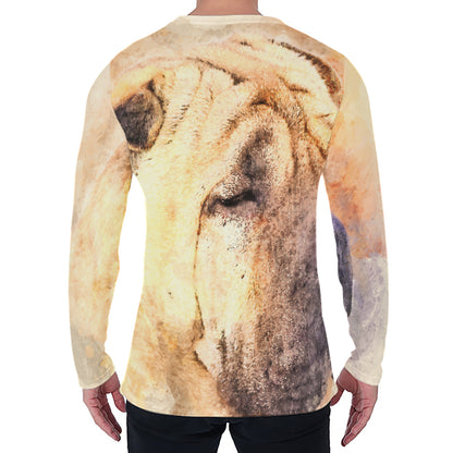 Shar Pei Portrait Print Men's Long Sleeve T-Shirt